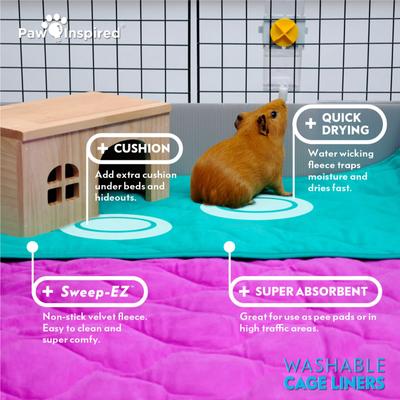Show full view: Paw Inspired Guinea Pig Fleece Cage Liners & Bedding, 2 count, Gray slide 6 of 8