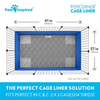 Show full view: Paw Inspired PopCorner Washable Fleece Guinea Pig Cage Liner, C&C 2x3, Gray slide 4 of 8