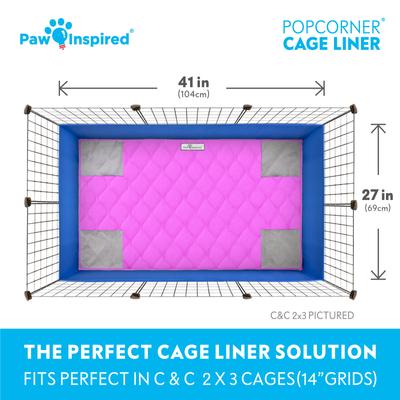Show full view: Paw Inspired PopCorner Washable Fleece Guinea Pig Cage Liner, C&C 2x3, Pink slide 4 of 8