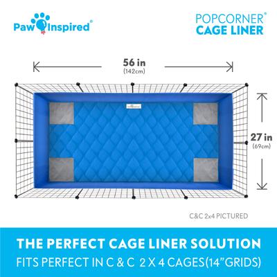 Show full view: Paw Inspired PopCorner Washable Fleece Guinea Pig Cage Liner, C&C 2x4, Blue slide 4 of 8