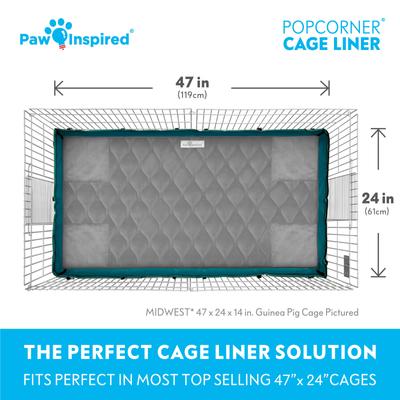 Show full view: Paw Inspired PopCorner Washable Fleece Guinea Pig Cage Liner, Midwest, Gray slide 4 of 8