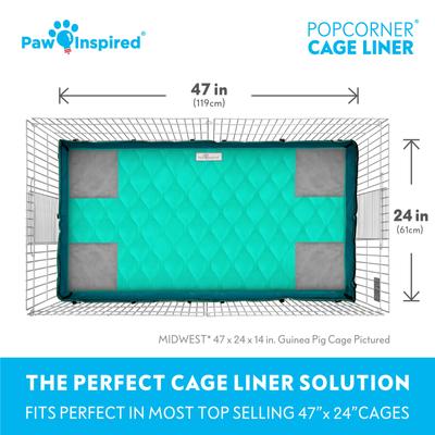 Show full view: Paw Inspired PopCorner Washable Fleece Guinea Pig Cage Liner, Midwest, Green slide 4 of 8