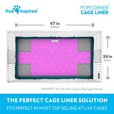 Show full view: Paw Inspired PopCorner Washable Fleece Guinea Pig Cage Liner, Midwest, Pink slide 4 of 8