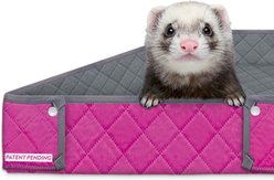 Paw Inspired Reversible with Raised Sides Critter Box Fleece Small Pet Cage Liner, Gray/Pink