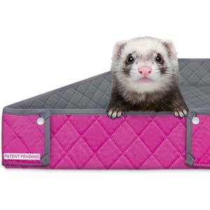 Paw Inspired Reversible with Raised Sides Critter Box Fleece Small Pet Cage Liner, Gray/Pink