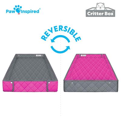 Show full view: Paw Inspired Reversible with Raised Sides Critter Box Fleece Small Pet Cage Liner, Gray/Pink slide 5 of 7