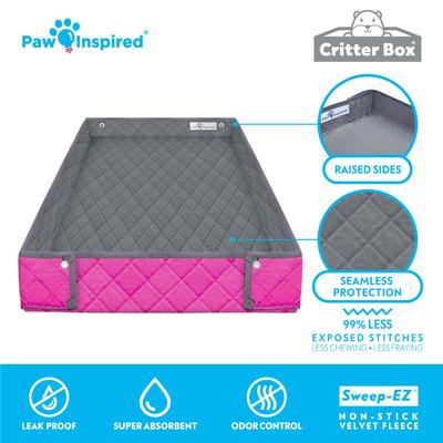 Show full view: Paw Inspired Reversible with Raised Sides Critter Box Fleece Small Pet Cage Liner, Gray/Pink slide 6 of 7