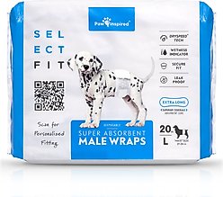 Paw Inspired Select Fit Disposable Belly Band Male Dog Wraps, Large