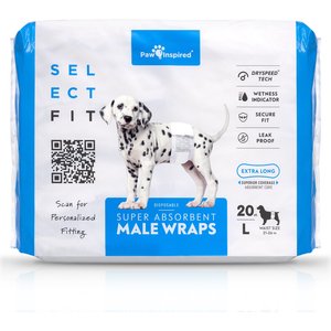 Paw Inspired Select Fit Disposable Belly Band Male Dog Wraps, Large