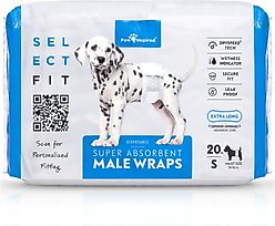 Paw Inspired Select Fit Disposable Belly Band Male Dog Wraps, Small