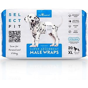 Paw Inspired Select Fit Disposable Belly Band Male Dog Wraps, X-Large