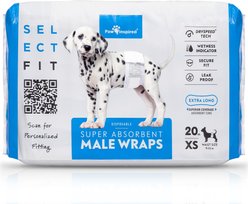 Paw Inspired Select Fit Disposable Belly Band Male Dog Wraps, X-Small