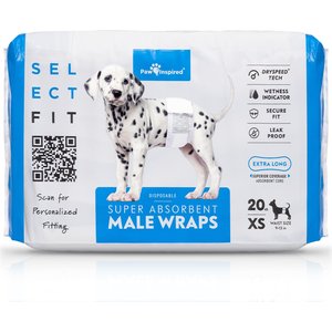 Paw Inspired Select Fit Disposable Belly Band Male Dog Wraps, X-Small