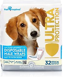 Paw Inspired Ultra Protection Disposable Belly Band Male Dog Wraps, Medium
