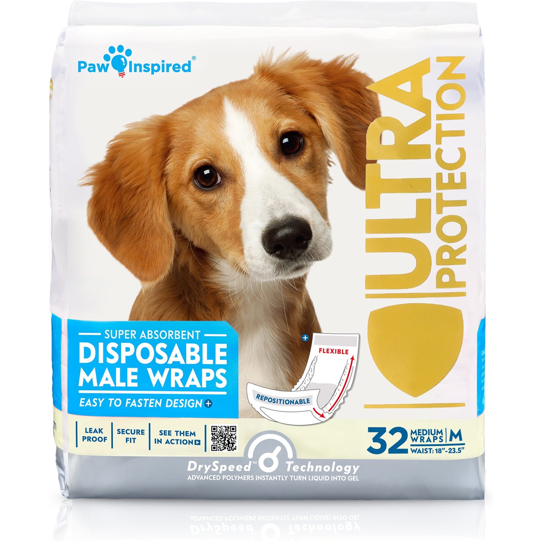 Paw Inspired Ultra Protection Disposable Belly Band Male Dog Wraps, Medium