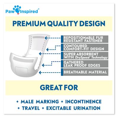 Show full view: Paw Inspired Ultra Protection Disposable Belly Band Male Dog Wraps, Small: 12 to 18-in waist, 12 count slide 6 of 10