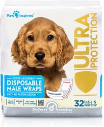 Paw Inspired Ultra Protection Disposable Belly Band Male Dog Wraps, Small slide 1 of 6