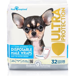 Paw Inspired Ultra Protection Disposable Belly Band Male Dog Wraps, X-Small