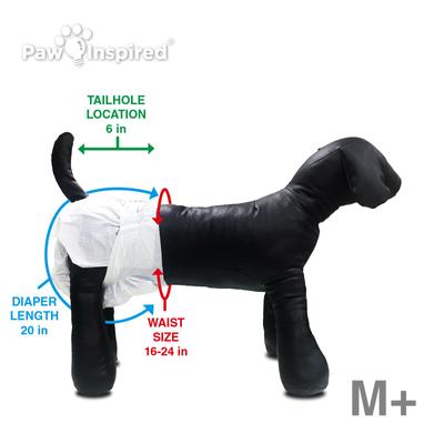 Show full view: Paw Inspired Ultra Protection Disposable Female Dog Diapers, Medium Plus: 16 to 24-in waist, 32 count slide 7 of 12