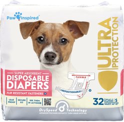Paw Inspired Ultra Protection Disposable Female Dog Diapers, Small: 14 to 19-in waist, 32 count