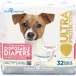 Paw Inspired Ultra Protection Disposable Female Dog Diapers, Small: 14 to 19-in waist, 32 count