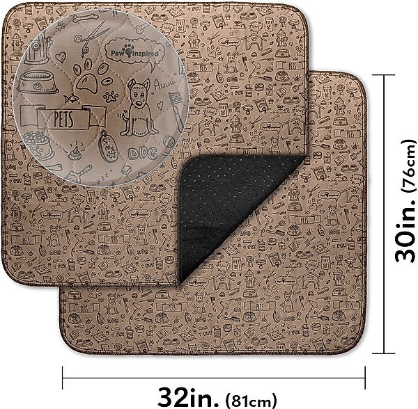 Show full view: Paw Inspired Washable Dog Pee Pads, 32 x 30-in pattern, 2 count, Unscented slide 2 of 10