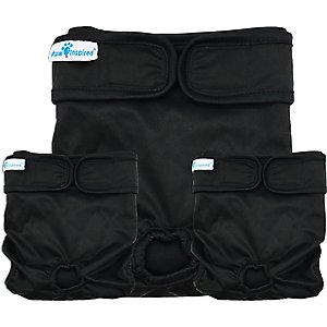 Paw Inspired Washable Female Dog Diaper, Black, Black Lining, Medium, 3 count