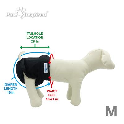 Show full view: Paw Inspired Washable Female Dog Diaper, Black, Black Lining, Medium, 3 count slide 5 of 10