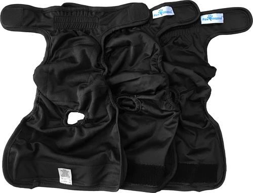 Show full view: Paw Inspired Washable Female Dog Diaper, Black, Black Lining, Medium, 3 count slide 6 of 10