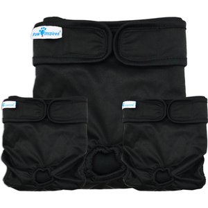 Paw Inspired Washable Female Dog Diaper, Black, Black Lining, Small, 3 count