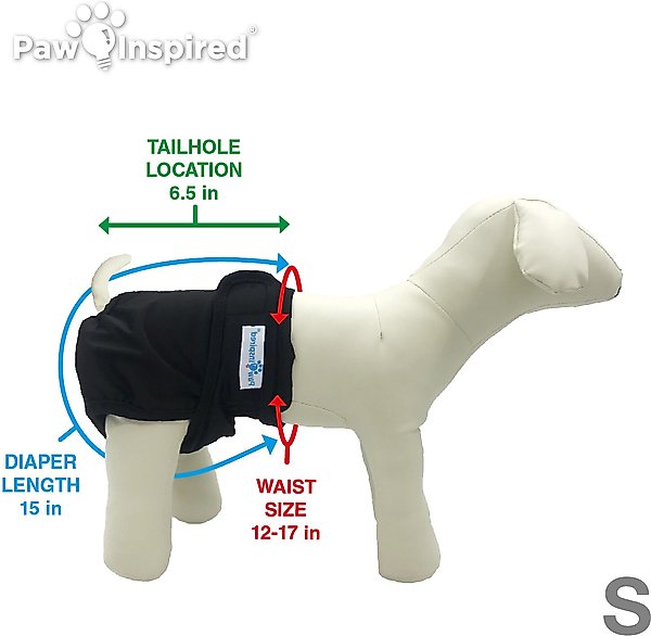Show full view: Paw Inspired Washable Female Dog Diaper, Black, Black Lining, Small, 3 count slide 5 of 10