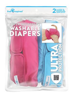 Show full view: Paw Inspired Washable Female Dog Diaper, Variety Pack, Black Lining, Large, 2 count slide 3 of 10