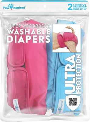 Show full view: Paw Inspired Washable Female Dog Diaper, Variety Pack, Black Lining, X-Large, 2 count slide 3 of 10
