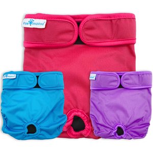 Paw Inspired Washable Female Dog Diaper, Variety Pack, Black Lining, X-Small, 3 count