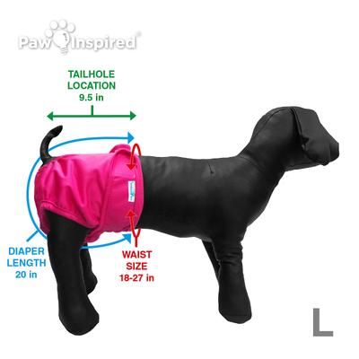 Show full view: Paw Inspired Washable Female Dog Diaper, Variety Pack, White Lining, Large, 2 count slide 5 of 10