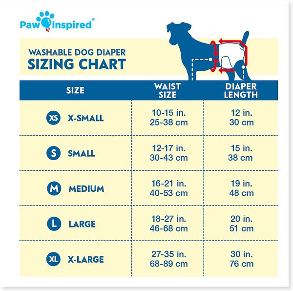 Show full view: Paw Inspired Washable Female Dog Diapers, Small: 12 to 17-in waist, 3 count slide 2 of 10