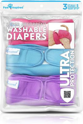 Show full view: Paw Inspired Washable Female Dog Diapers, Small: 12 to 17-in waist, 3 count slide 3 of 10