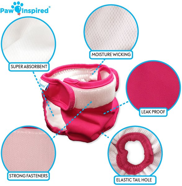 Show full view: Paw Inspired Washable Female Dog Diapers, Small: 12 to 17-in waist, 3 count slide 7 of 10