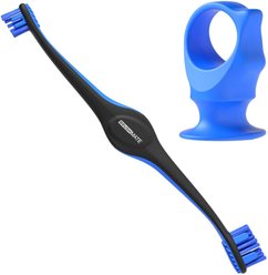Paw Ready BrushMate Premium Toothbrush with Biteblock Dog Teeth Cleaning Aid, Blue, Medium