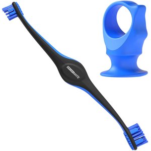 Paw Ready BrushMate Premium Toothbrush with Biteblock Dog Teeth Cleaning Aid, Blue, Medium