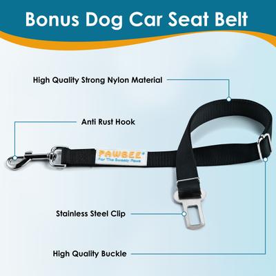 Show full view: PAWBEE Dog Car Seat Cover & Belt, Grey slide 8 of 10