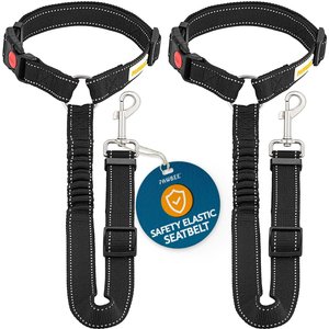 PAWBEE Headrest Dog Seat Belt, Black, 2 count