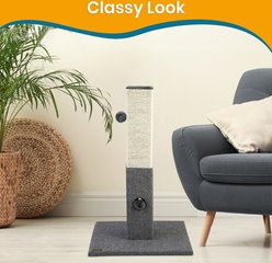 PAWBEE Indoor Scratchers Cat Toy with Jingle Bell & Softball Sisal Rope Tower, Beige, 32-in slide 2 of 8
