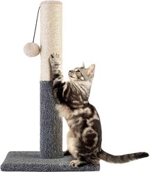 PAWBEE Indoor Scratchers Cat Toy with Tower Hanging Ball & Modern Sisal Rope Pole, Gray, 20-in