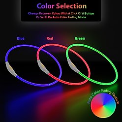 PAWBEE LED Adjustable Dog Collar, 1 to 25-in neck, 1/2-in wide slide 2 of 9