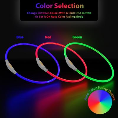 Show full view: PAWBEE LED Adjustable Dog Collar, 1 to 25-in neck, 1/2-in wide slide 2 of 11