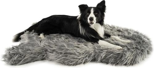 Show full view: PawBrands PupRug Premium Faux Fur Human Grade Orthopedic Memory Foam Dog Bed, Charcoal Grey, Medium slide 2 of 7