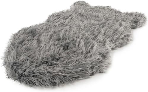 Show full view: PawBrands PupRug Premium Faux Fur Human Grade Orthopedic Memory Foam Dog Bed, Charcoal Grey, Medium slide 4 of 7