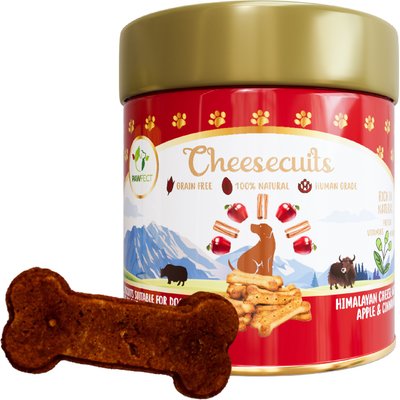 Pawfect Pawfect All Natural Grain-Free Cheese Biscuits with Apple, Cinnamon & Eggs Crunchy Dog Training Treats, 3.53-oz tin