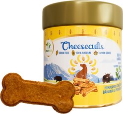 Pawfect All natural Grain-Free Cheese Biscuits with Banana, Peanut butter & Eggs Crunchy Dog Training Treats, 3.53-oz tin